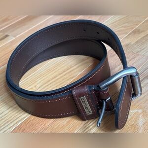 Carhartt Full Grain Leather Men’s 34” Belt, Brown Leather, Silver Buckle